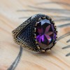 Amethyst Men's Ring, Mens Handmade Ring, Turkish Handmade Silver Men Ring, Ottoman Men Ring, Men Jewelry, Gift for Him, 925k Sterling Silver