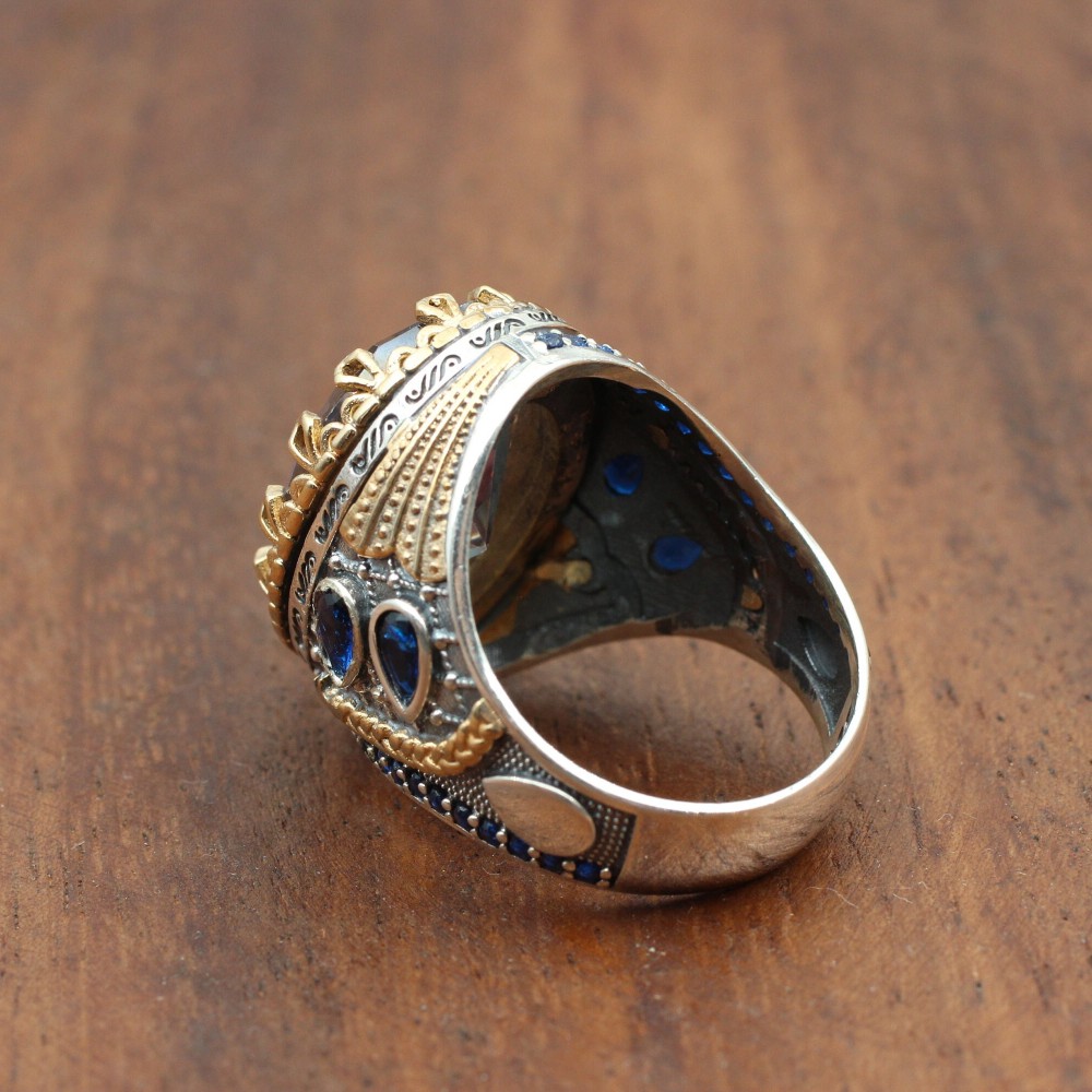 Mystic Topaz Men's Ring, Handmade Men's Ring, Turkish Handmade Ring, Silver Men's Ring, Men's Jewelry, Gift For Him, 925k Sterling Silver