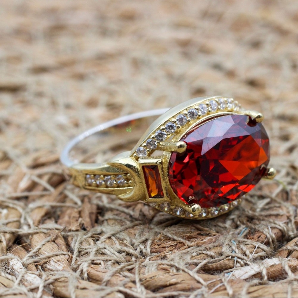Ruby Ring, Handmade Women's Ring, Turkish Handmade Ring, Authentic Ring, Ottoman Ring, Ladies Ring, 925k Sterling Silver, Gift For Her,