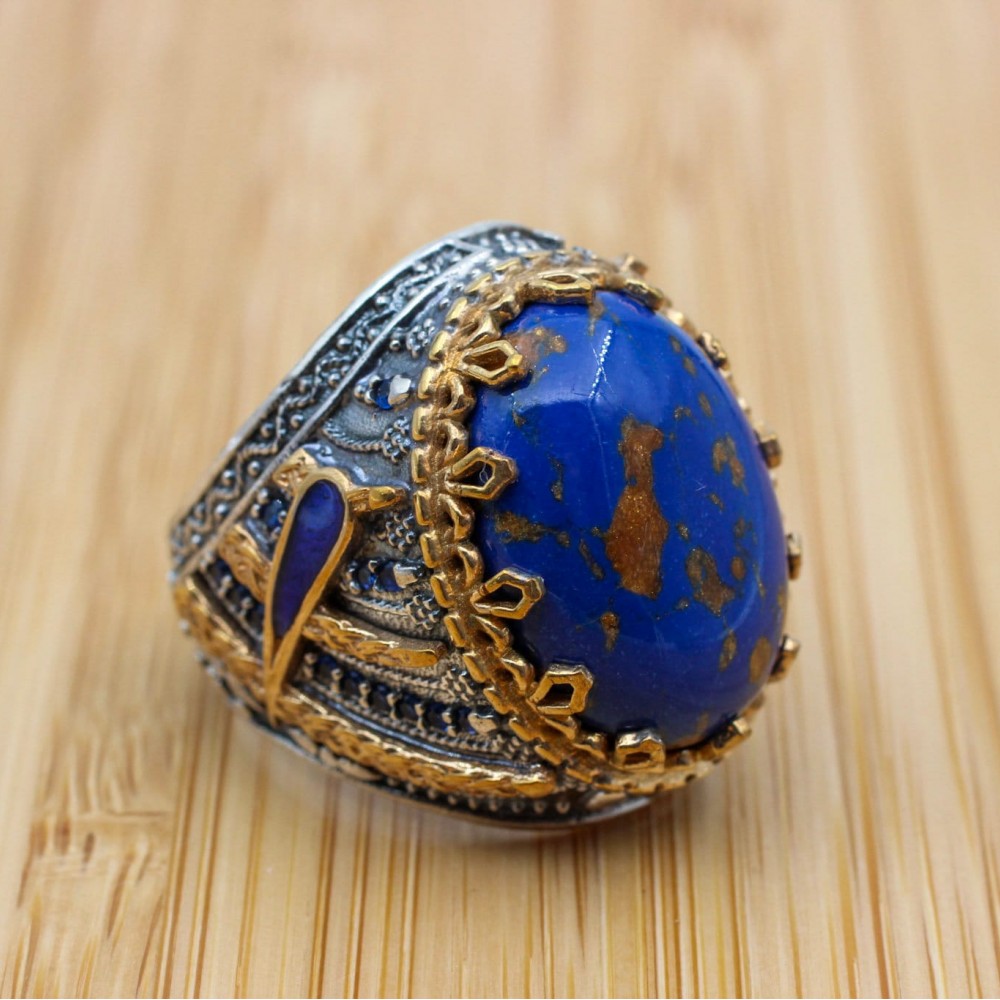 Mens Handmade Ring, Turkish Handmade Silver Men Ring, Ottoman Men Ring, Quartz Ring, Men's Jewelry, Gift for Him, 925k Sterling Silver Ring