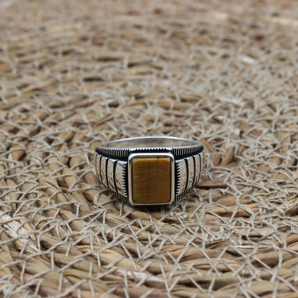 Tiger Eye Men's Ring, Ottoman Men's Ring, Handmade Men's Ring, Turkish Handmade Men's Ring, Men's Jewelry, Gift for Him, 925 Sterling Silver Tiger Eye Men's Ring, Ottoman Men's Ring, Handmade Men's Ring, Turkish Handmade Men's Ring, Men's Jewelry, Gift for Him, 925 Sterling Silver