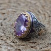 Amethyst Men's Ring, Mens Handmade Ring, Turkish Handmade Silver Men Ring, Ottoman Men Ring, Men Jewelry, Gift for Him, 925k Sterling Silver