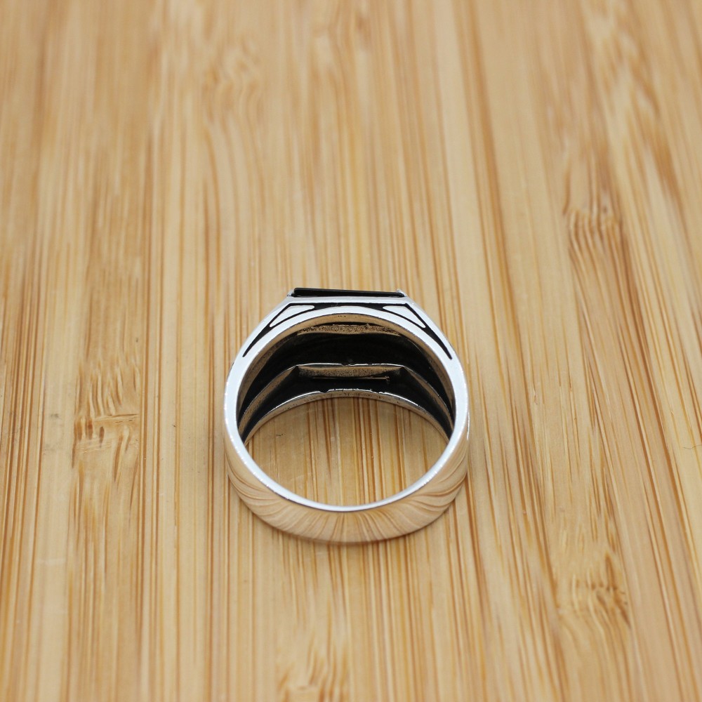 Turkish Handmade Silver Men's Ring, Men's Handmade Ring, Men's Ring, Onyx Men's Ring, Ottoman Mens Ring, Gift for Him, 925k Sterling Silver,