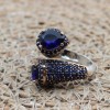 Sapphire Adjustable Ring, Handmade Womens Ring, Authentic Ring, Turkish Handmade Ring, Ottoman Women Ring, Ladies Ring, 925k Sterling Silver