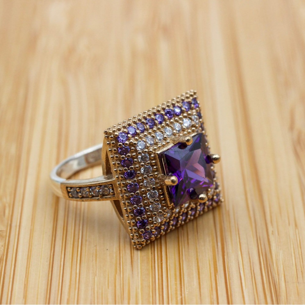 Amethyst Ring, Handmade Women's Ring, Turkish Handmade, Silver Ladies Ring, Ottoman Ring, Authentic, Ladies Ring, 925k Sterling Silver Ring,