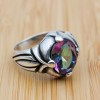 Mystic Topaz Ring, Handmade Ring, Turkish Handmade Silver Men Ring, Mystic Topaz Ring, Men's Jewelry, Gift for Him, 925k Sterling Silver