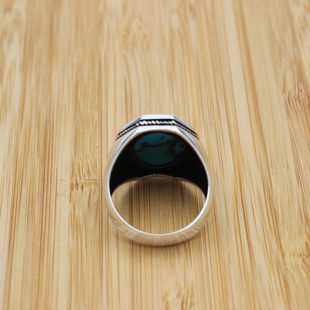 Turquoise Men's Ring, Handmade Ring, Turkish Handmade Silver Men Ring, Ottoman Ring, Men's Jewelry, Gift for Him, 925k Sterling Silver Ring Turquoise Men's Ring, Handmade Ring, Turkish Handmade Silver Men Ring, Ottoman Ring, Men's Jewelry, Gift for Him, 925k Sterling Silver Ring