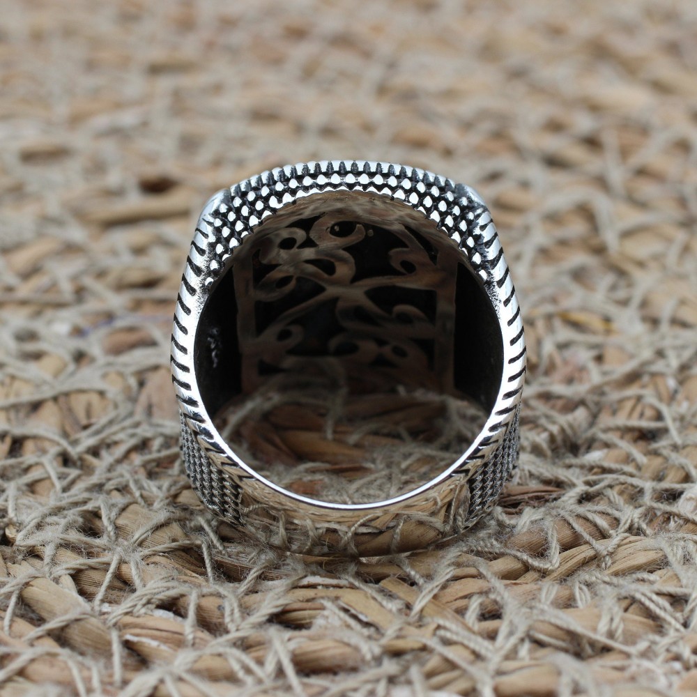 Handmade Silver Men's Ring, Onyx Men's Ring, Turkish Handmade Men's Ring, Men's Ring, Ottoman Mens Ring, Gift for Him, 925k Sterling Silver,
