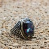 Mystic Topaz Men's Ring, Ottoman Men's Ring, Handmade Mens Ring, Turkish Handmade Mens Ring, Mens Jewelry, Gift for Him, 925 Sterling Silver