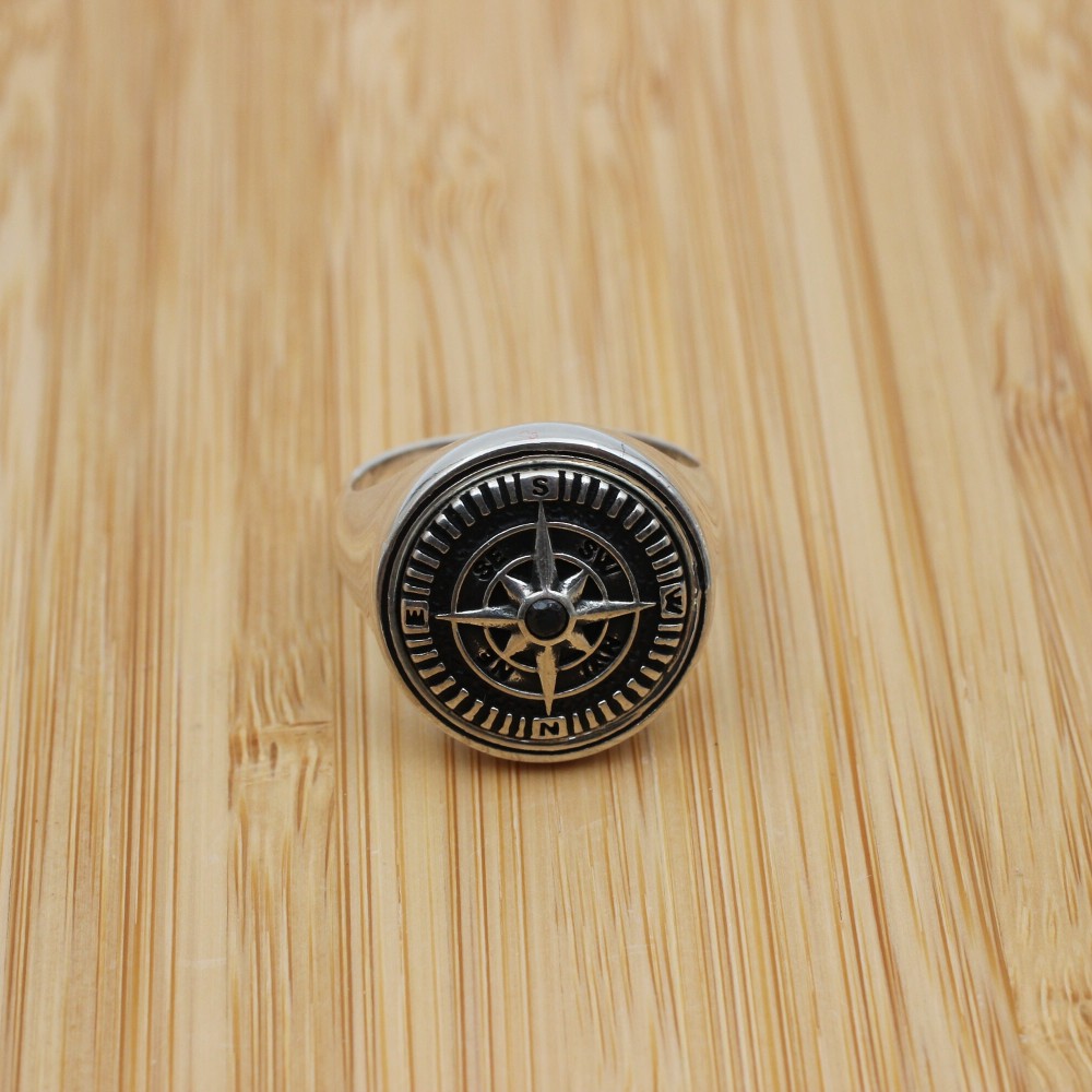 Turkish Handmade Ring, Compass Ring, Men's Handmade Ring, Men's Ring, Onyx Ring, Men's Jewelry, Gift for Him, 925 Sterling Silver Ring, Onyx