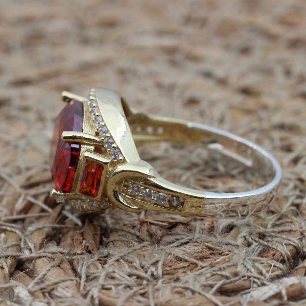 Ruby Ring, Handmade Women's Ring, Turkish Handmade Ring, Authentic Ring, Ottoman Ring, Ladies Ring, 925k Sterling Silver, Gift For Her,
