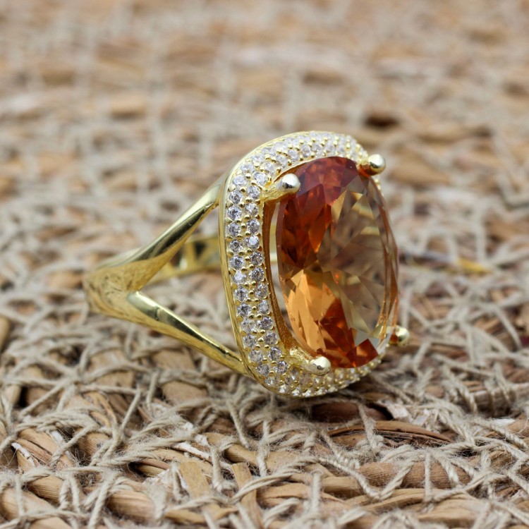 Alexandrite Women Ring, Handmade Women Ring, Turkish Handmade Silver Ladies Ring, Gold Plated Ring, Ladies Ring, 925k Sterling Silver Ring