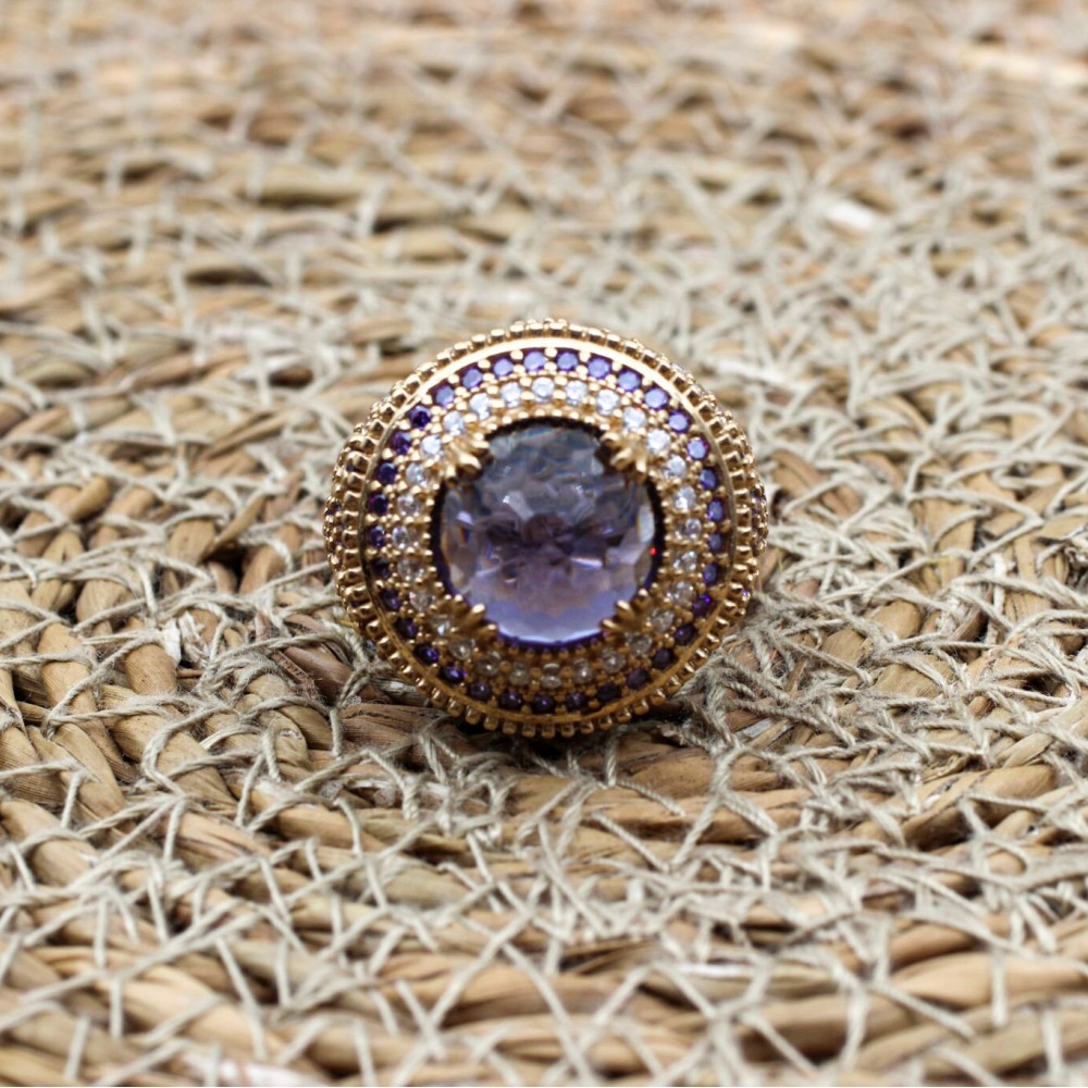 Amethyst Ring, Handmade Women's Ring, Turkish Handmade, Silver Ladies Ring, Ottoman Ring, Authentic, Ladies Ring, 925k Sterling Silver Ring,