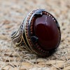 Turkish Handmade Silver Mens Ring, Men's Agate Ring, Handmade Ring, Ottoman Men Ring, Men's Jewelry, Gift for Him, 925k Sterling Silver Ring