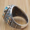 Turquoise Men's Ring, Handmade Ring, Turkish Handmade Silver Men's Ring, Ottoman Ring, Yemeni Ring, Gift for Him, 925k Sterling Silver Ring,