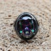 Mystic Topaz Ring, Handmade Ring, Turkish Handmade Silver Men Ring, Mystic Topaz Ring, Men's Jewelry, Gift for Him, 925k Sterling Silver