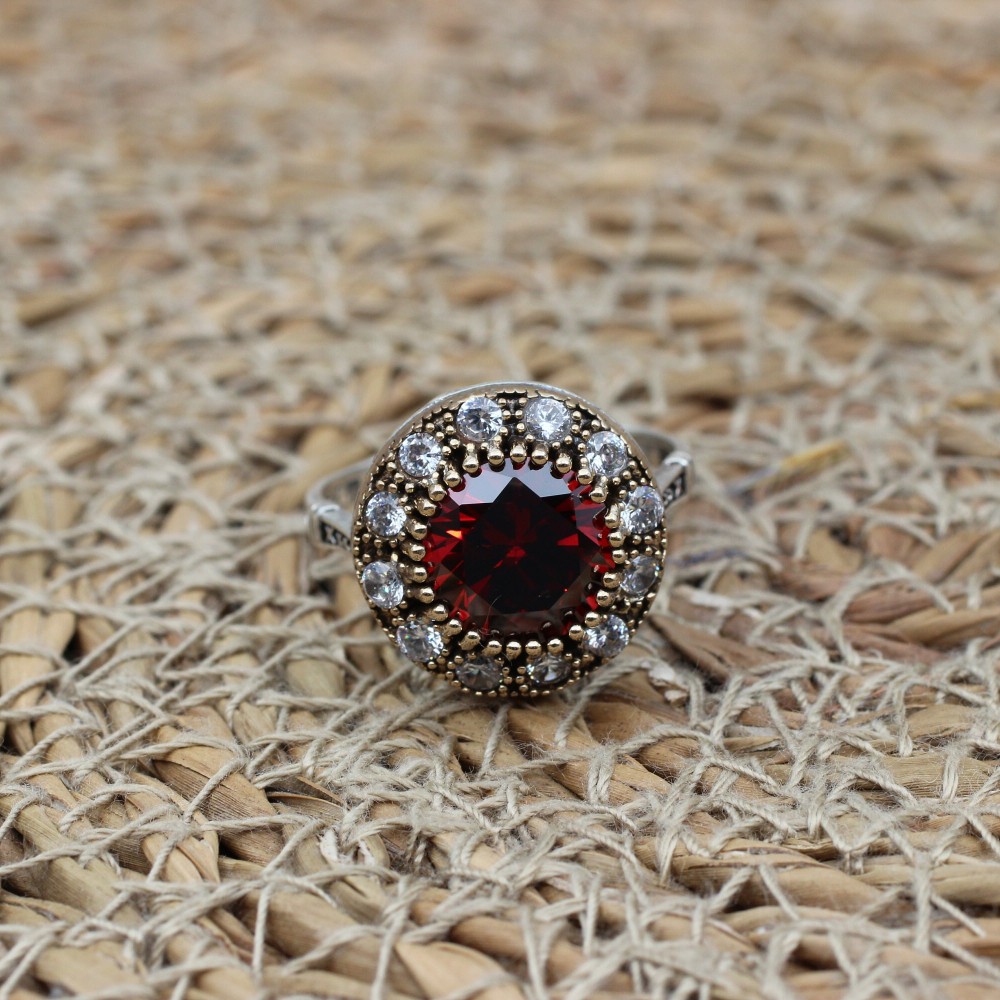 Ruby Ring, Handmade Women's Ring, Turkish Handmade Ring, Authentic Ring, Ottoman Ring, Ladies Ring, 925k Sterling Silver, Gift For Her,