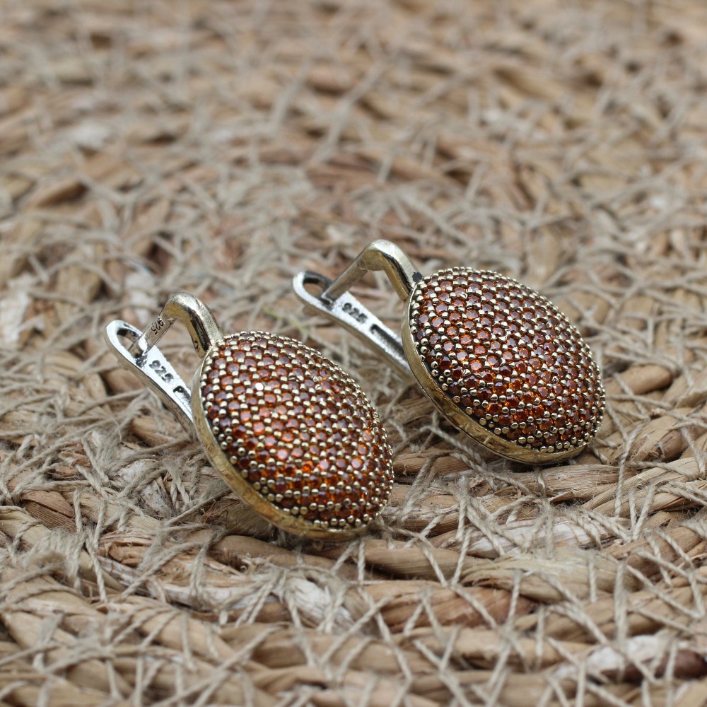 Topaz Ladies Set, Handmade Set Women, Turkish Handmade, Ladies Jewelry Set, Ottoman Set, Earring, Pendant, Ladies Set, 925 Sterling Silver