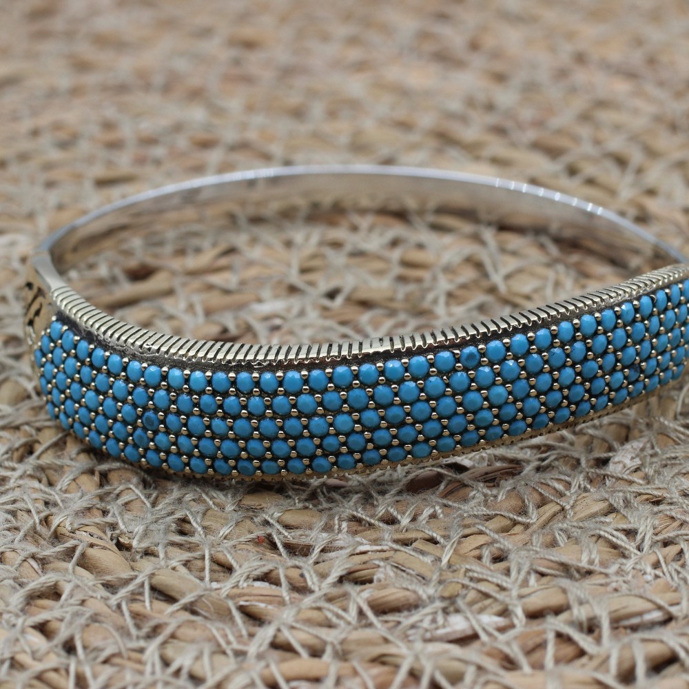 Turquoise Bracelet, Ottoman Bracelet, Handmade Bracelet, Bangle Cuff, Turkish Handmade, Bangle Bracelet, Gift for Her, 925k Sterling Silver