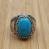 Turquoise Men's Ring, Handmade Ring, Turkish Handmade Silver Men Ring, Ottoman Ring, Men's Jewelry, Gift for Him, 925k Sterling Silver Ring
