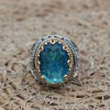Mens Handmade Ring, Turkish Handmade Silver Men Ring, Ottoman Ring, Aquamarine Ring, Men's Jewelry, Gift for Him, 925k Sterling Silver Ring