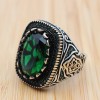 Mens Handmade Ring, Turkish Handmade Silver Men Ring, Ottoman Men Ring, Emerald Ring, Men's Jewelry, Gift for Him, 925k Sterling Silver Ring