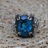Aquamarine Mens Ring, Turkish Handmade Silver Mens Ring, Ottoman Ring, Oval Stone Ring, Men Jewelry, Gift for Him, 925k Sterling Silver Ring