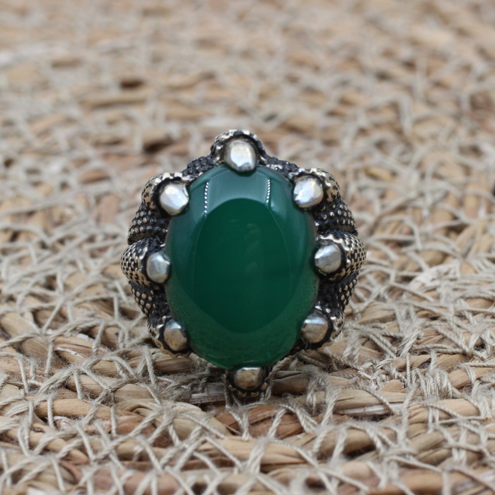 Handmade Men's Ring, Agate Ring, Turkish Handmade Ring, Claw Ring, Ottoman Mens Ring, Men's Jewelry, Gift for Him, 925k Sterling Silver Ring