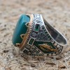 Turquoise Men's Ring, Handmade Ring, Turkish Handmade Silver Men Ring, Ottoman Ring, Men's Jewelry, Gift for Him, 925k Sterling Silver Ring
