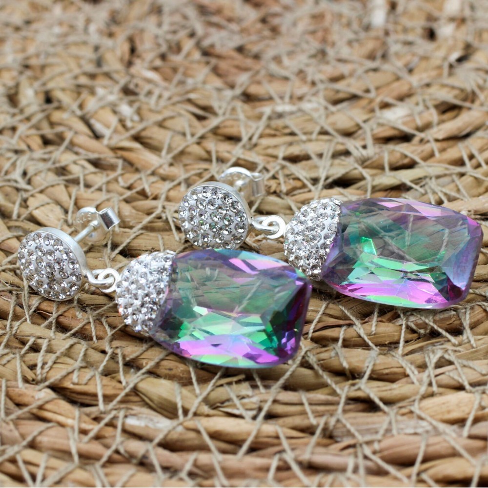 Mystic Topaz Set, Authentic Set, Handmade Women Set, Handmade Set, Ladies Jewelry, Ring, Earring, Pendant, Ladies Set, 925k Sterling Silver