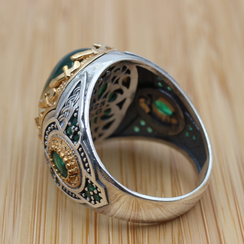 Turkish Handmade Silver Men's Ring, Tourmaline Paraiba Ring, Yemeni Men's Ring, Men's Handmade Ring, Gift for Him, 925k Sterling Silver,