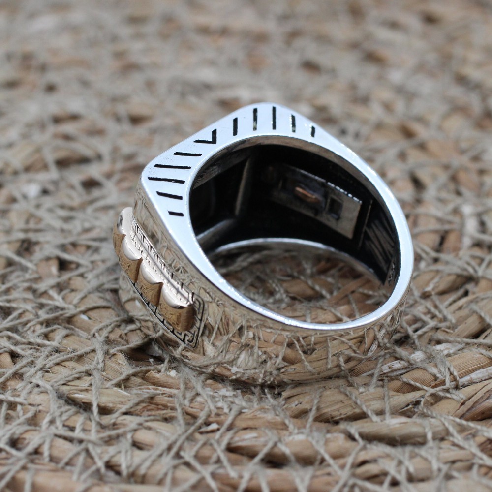 Men's Handmade Ring, Turkish Handmade Silver Men's Ring, Ottoman Men Ring, Onyx Ring, Men's Jewelry, Gift for Him, 925k Sterling Silver Ring