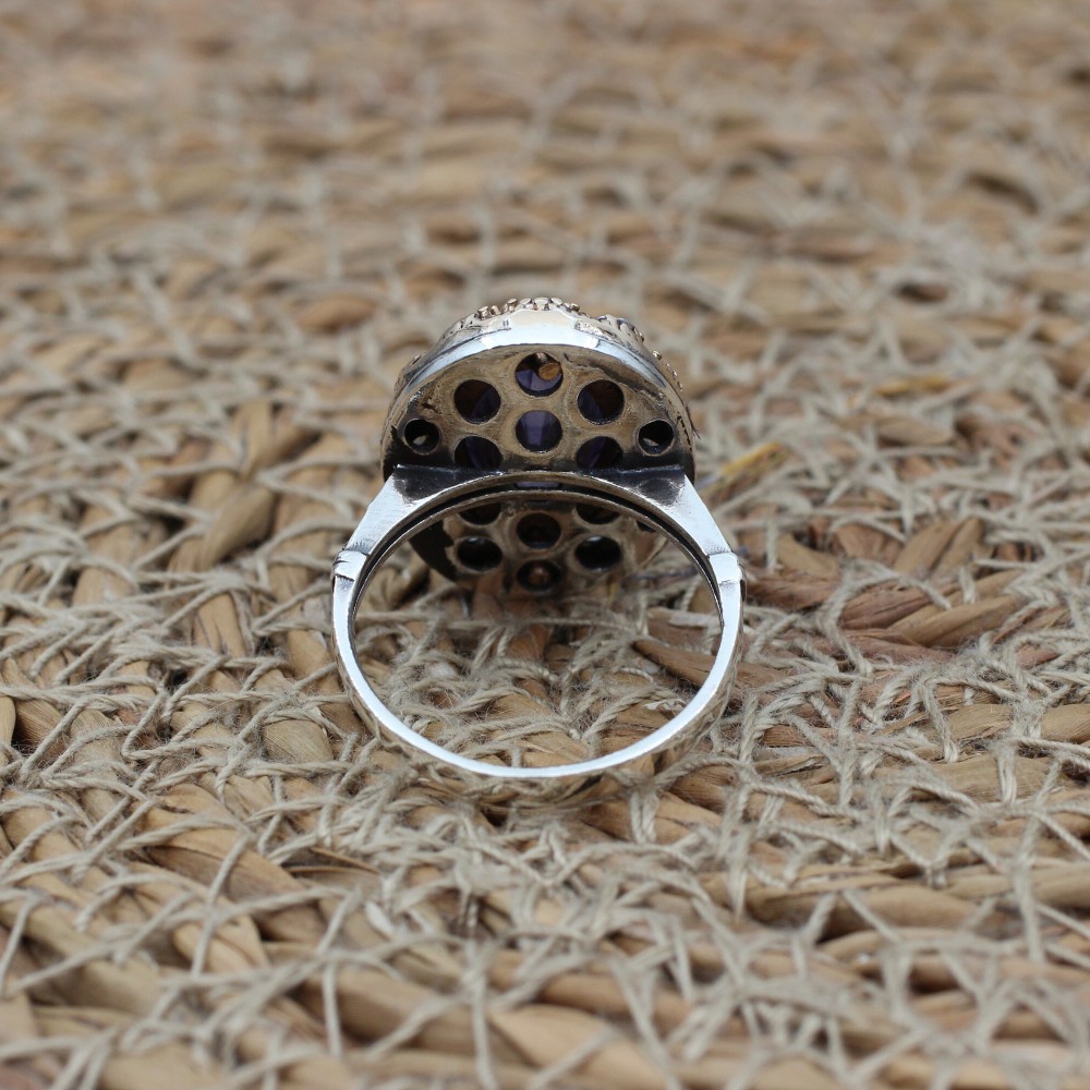 Amethyst Ring, Handmade Women's Ring, Turkish Handmade, Silver Ladies Ring, Ottoman Ring, Authentic, Ladies Ring, 925k Sterling Silver Ring,