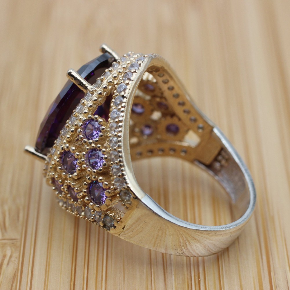 Amethyst Ring, Handmade Women's Ring, Turkish Handmade, Silver Ladies Ring, Ottoman Ring, Authentic, Ladies Ring, 925k Sterling Silver Ring,