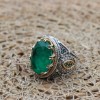 Mens Handmade Ring, Turkish Handmade Silver Men Ring, Ottoman Men Ring, Emerald Ring, Men's Jewelry, Gift for Him, 925k Sterling Silver Ring