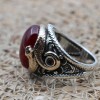 Mens Handmade Ring, Turkish Handmade Silver Men Ring, Ottoman Men Ring, Ruby Ring, Men's Jewelry, Gift for Him, 925k Sterling Silver Ring