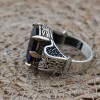 Turkish Ring, Men's Handmade Ring, Ottoman Ring, Cubic Zirconia, Sapphire Men's Ring, Men's Jewelry, Gift for Him, 925k Sterling Silver Ring