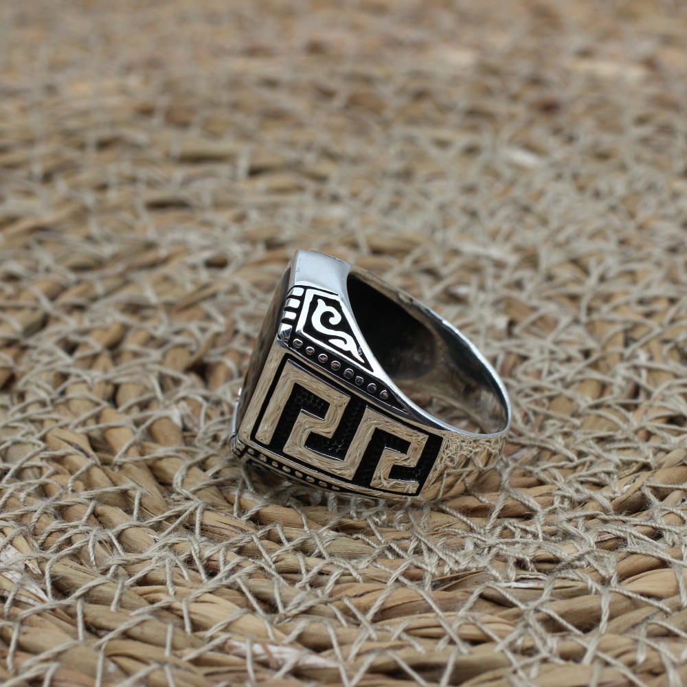 Tiger Eye Men's Ring, Ottoman Men's Ring, Handmade Men's Ring, Turkish Handmade Men's Ring, Men's Jewelry, Gift for Him, 925 Sterling Silver
