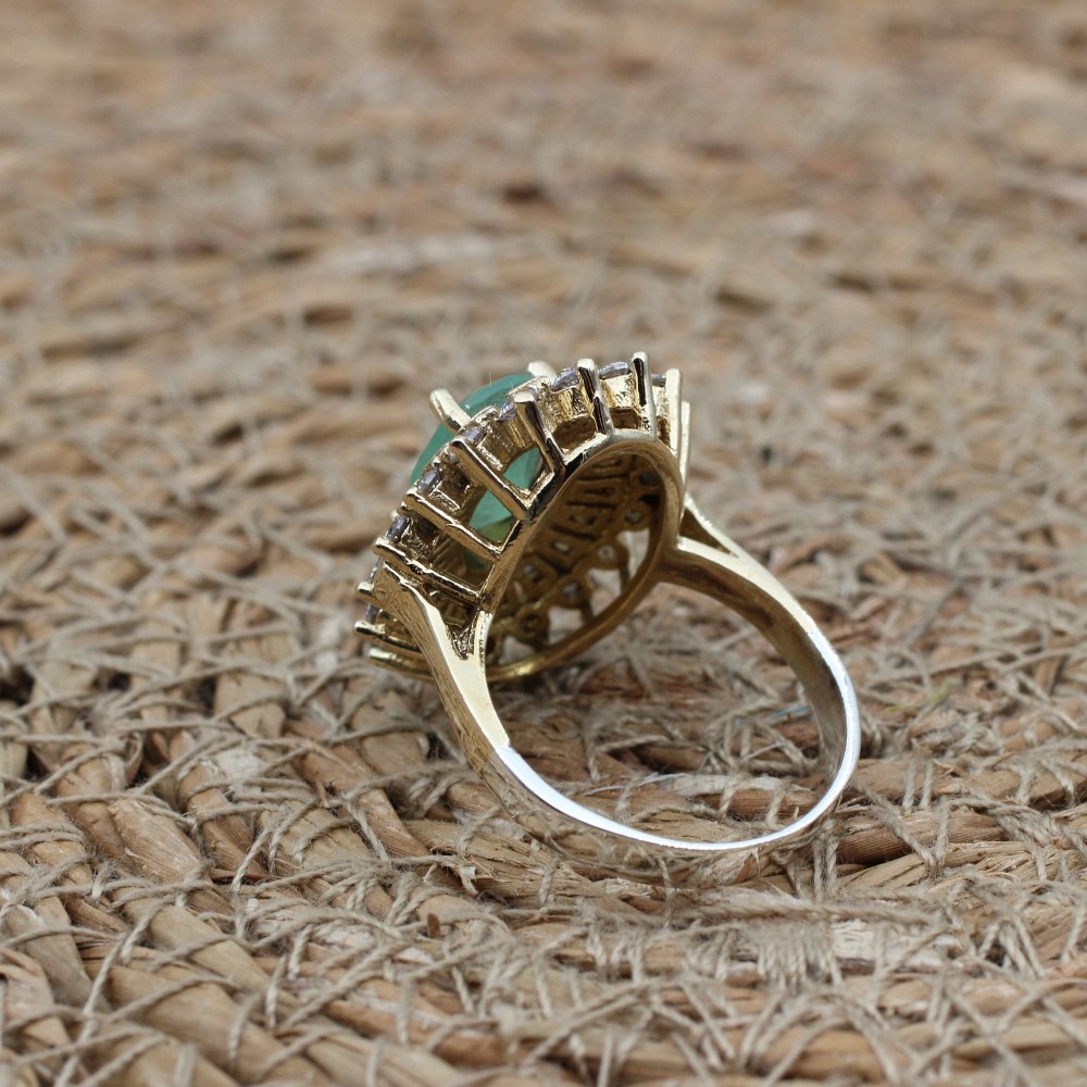 Turkish Handmade Ring, Silver Ladies Ring, Handmade Women Ring, Ottoman Women Ring, Jade Topaz Ring, Ladies Ring, 925k Sterling Silver Ring,