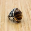 Men's Handmade Ring, Turkish Handmade Silver Men Ring, Ottoman Ring, Tiger Eye Ring, Men's Jewelry, Gift for Him, 925k Sterling Silver Ring