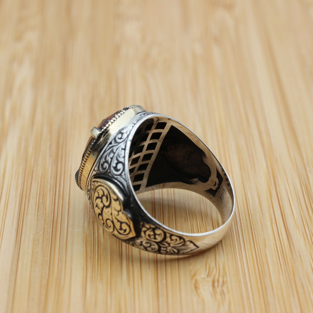 Alexandrite Ring, Men Handmade Ring, Turkish Handmade Silver Mens Ring, Ottoman Ring, Men's Jewelry, Alexandrite, 925k Sterling Silver Ring