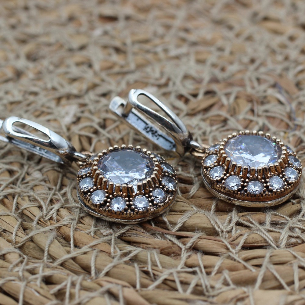 Zircon Ladies Set, Authentic Set, Handmade Women Set, Turkish Handmade Set, Ladies Jewelry Set, Ring, Earring, Pendant, 925k Sterling Silver