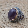 Amethyst Men's Ring, Mens Handmade Ring, Turkish Handmade Silver Men Ring, Ottoman Men Ring, Men Jewelry, Gift for Him, 925k Sterling Silver
