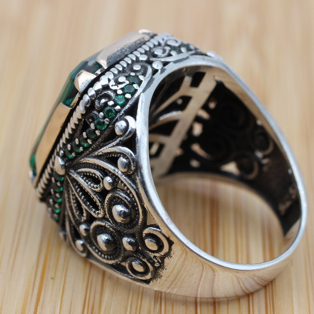 Men's Handmade Ring, Turkish Handmade Silver Men's Ring, Ottoman Ring, Paraiba Ring, Men's Jewelry, Gift for Him, 925k Sterling Silver Ring Men's Handmade Ring, Turkish Handmade Silver Men's Ring, Ottoman Ring, Paraiba Ring, Men's Jewelry, Gift for Him, 925k Sterling Silver Ring