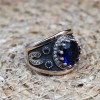 Sapphire Ladies Ring, Handmade Women's Ring, Authentic Ring, Turkish Handmade Ring, Ottoman Women Ring, Ladies Ring, 925k Sterling Silver