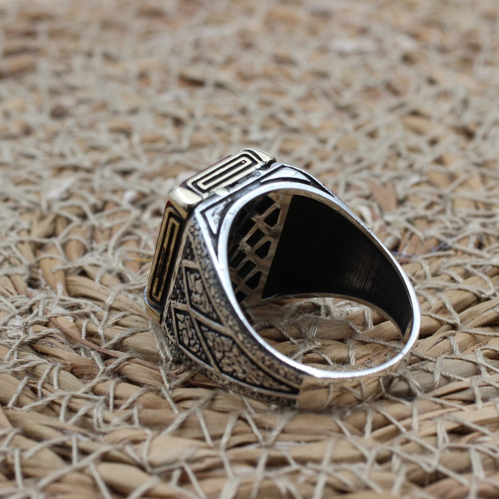 Alexandrite Men's Ring, Ottoman Men's Ring, Handmade Men's Ring, Turkish Handmade Mens Ring, Mens Jewelry, Gift for Him, 925 Sterling Silver