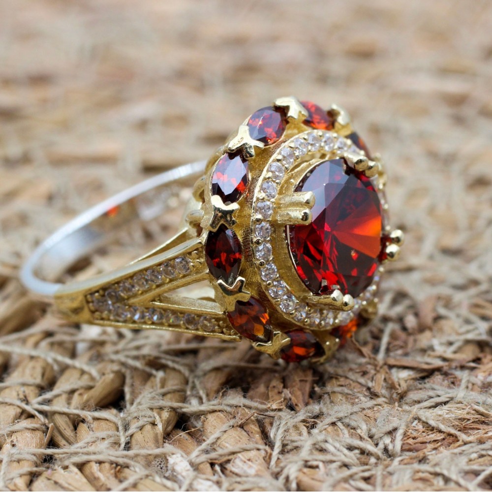 Ruby Ring, Handmade Women's Ring, Turkish Handmade Ring, Authentic Ring, Ottoman Ring, Ladies Ring, 925k Sterling Silver, Gift For Her,
