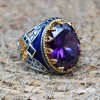 Amethyst Men's Ring, Mens Handmade Ring, Turkish Handmade Silver Men Ring, Ottoman Men Ring, Men Jewelry, Gift for Him, 925k Sterling Silver