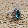 Aquamarine Ring, Handmade Women Ring, Turkish Handmade Silver Ladies Ring, Ottoman Ring, Ladies Ring, 925k Sterling Silver, Zircon Ring