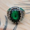 Emerald Men's Ring, Ottoman Men's Ring, Handmade Men's Ring, Turkish Handmade Men's Ring, Men's Jewelry, Gift for Him, 925 Sterling Silver